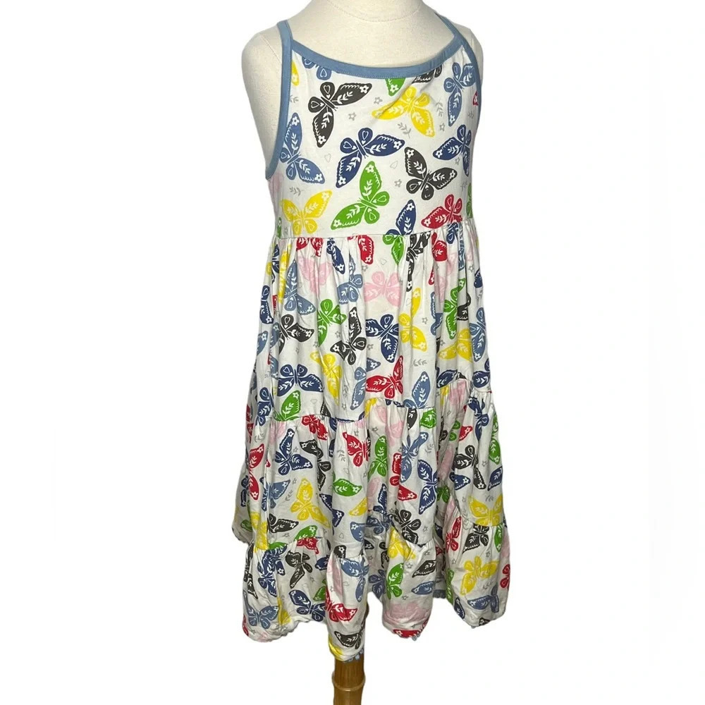 Mini Boden girls butterfly print cross back dress sz 9-10 *play*